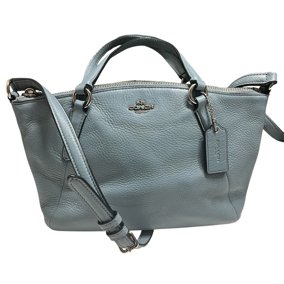 Coach Kelsey Light Blue Pebbled Leather Satchel - Picture 1 of 12